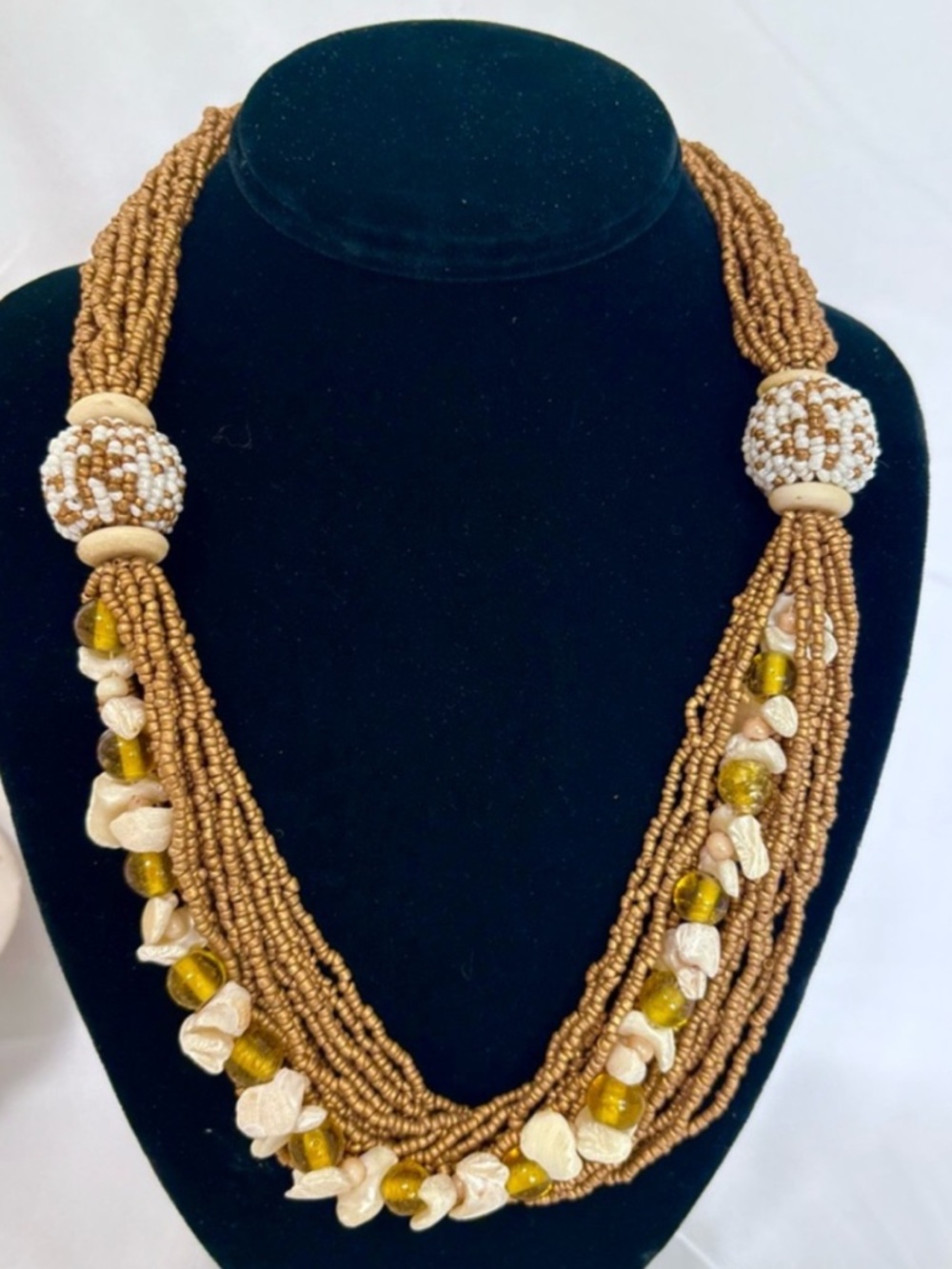 Handcrafted Glass Beaded Multi-Strand Necklace